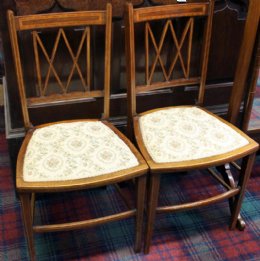 Pr Edwardian Inlaid Mahogany Chairs - SOLD