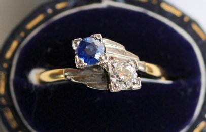 18ct Gold,Sapphire & Diamond Ring set in Platinum - SOLD