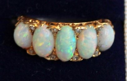 Gold, Opal & Diamond Ring - SOLD