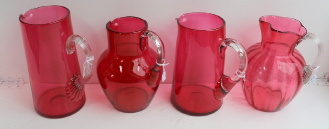 Victorian Cranberry Glass Jugs - SOLD