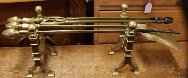 Antique set of Brass Fireirons