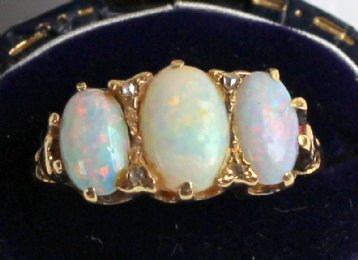 18ct Gold, Opal & Diamond Ring