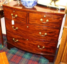 19th cent Mahogany Bow Front Chest