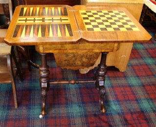 19th cent Walnut Sewing /Games Table