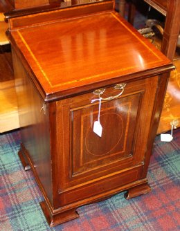 Inlaid Mahogany Fall Front Coal Cabinet - SOLD