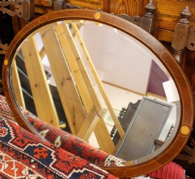 Inlaid Mahogany Oval Mirror