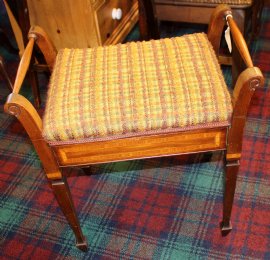 Inlaid Edwardian Mahogany Piano Stool