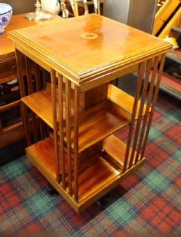 Inlaid Mahogany Revolving Bookcase