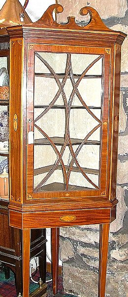 Large 19th cent Inlaid Corner Cabinet on Stand