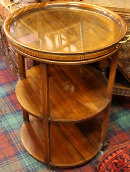 Mahogany Trolley with lift off Glass Tray