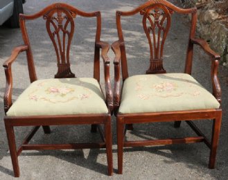 Pair of 19th cent Open Armchairs