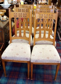 Set of 6 Oak Art Nouveau Chairs