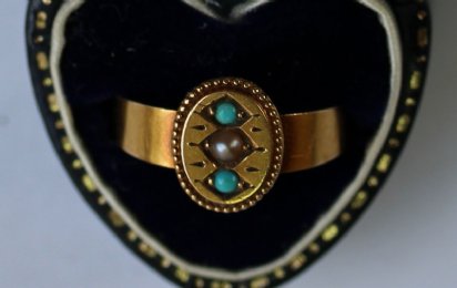 15Cct Gold 19th cent Pearl & Turquoise Ringo
