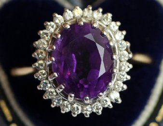 18ct Gold, Amethyst & Diamond Ring - SOLD