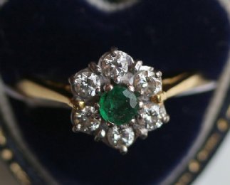 18ct Gold, Emerald & Diamond Ring