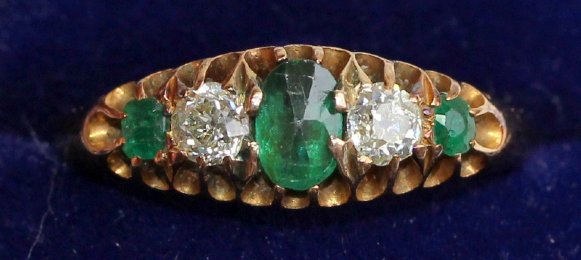 18ct Gold, Emerald Diamond Ring