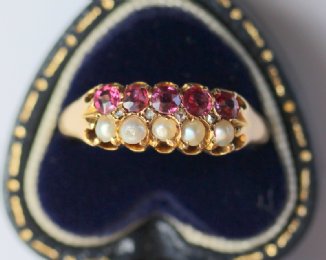 18ct Gold, Ruby & Pearl Ring