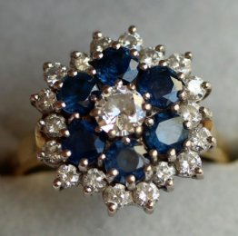 18ct Gold, Sapphire & Diamond Cluster Ring