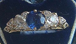 18ct Gold, Sapphire & Old Cut Diamond Ring