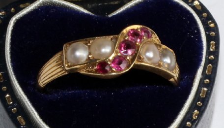 18ct Gold,Ruby & Pearl Ring C1880