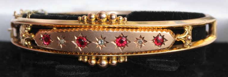 19thcent Gold,Ruby,&Diamond Bangle