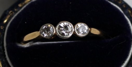 3 Stone Diamond Ring-Rub Over Setting