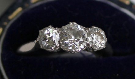 3 stone Old Cut Diamond Ring