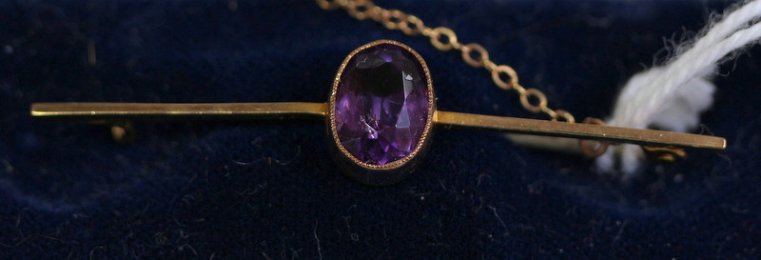 9ct Gold, Amethyst Brooch