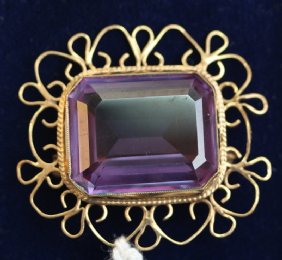 9ct gold,& Amethyst Brooch - SOLD