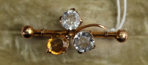 9ct Gold Citrine & Paste set Brooch - SOLD