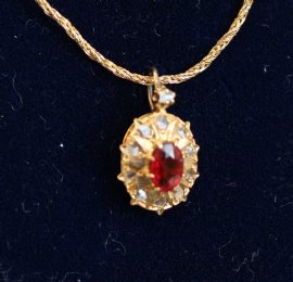 9ct Gold,Ruby & Diamond Pendant