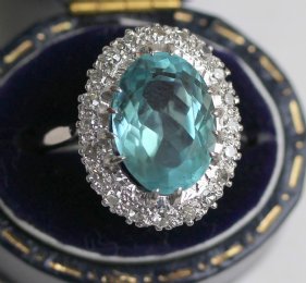 Aquamarine & Diamond Ring