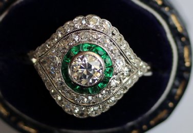 Diamond & Emerald Cluster Ring