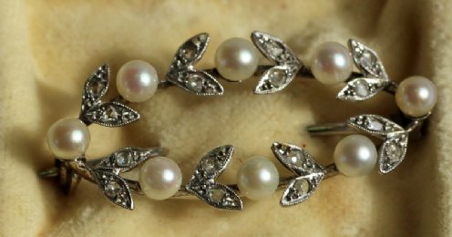 Early 20th cent Pearl & Diamond Brooch