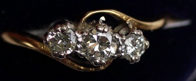 Gold, 3 Stone Diamond Ring