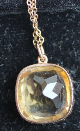Gold & Citrine Pendant with Chain