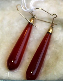 Gold & Cornellian Ear Drops - SOLD