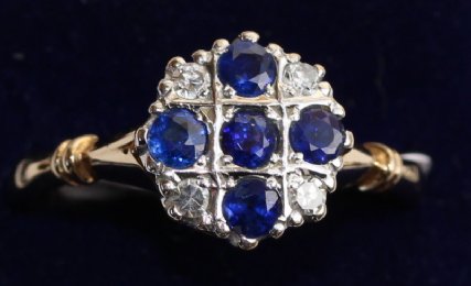 Gold, Art Deco ,Sapphire & Diamond Ring