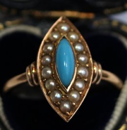 Gold, Pearl & Turquoise Ring