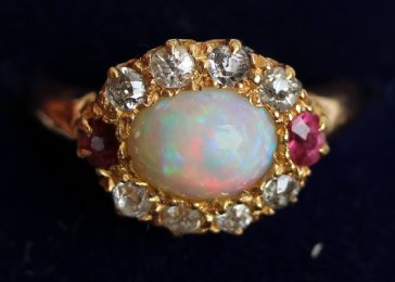 Gold,Ruby,Opal& Diamond Ring