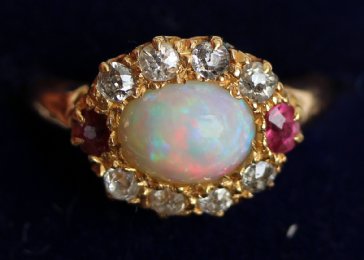 Gold,Ruby,Opal& Diamond Ring