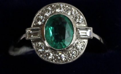 Platinum, Emerald & Diamond Ring