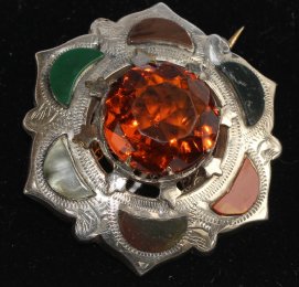 Silver & Scottish Agate Brooch