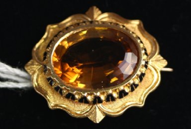 Small Gold & Citrine Brooch