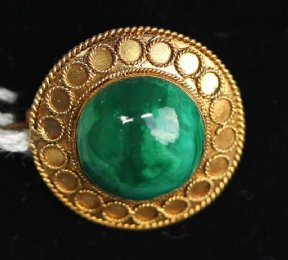 Small gold & malachite brooch