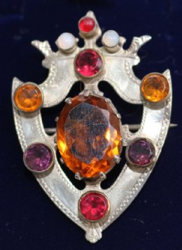 Victorian Silver & Gem Set Brooch