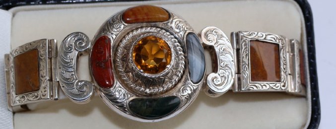 Victorian Silver & Scottish Agate Bracelet