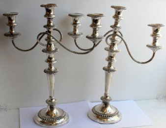 Pr Silver Plated Candelabras - SOLD