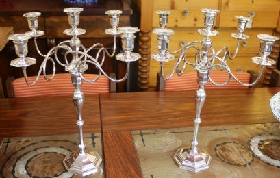 Silver 5 Branch Candelabras