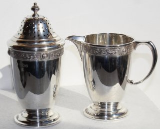 Silver Cream Jug & Silver Sugar Sifter 